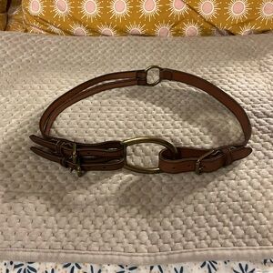Ralph Lauren women’s Brown Leather Belt with Gold Buckle